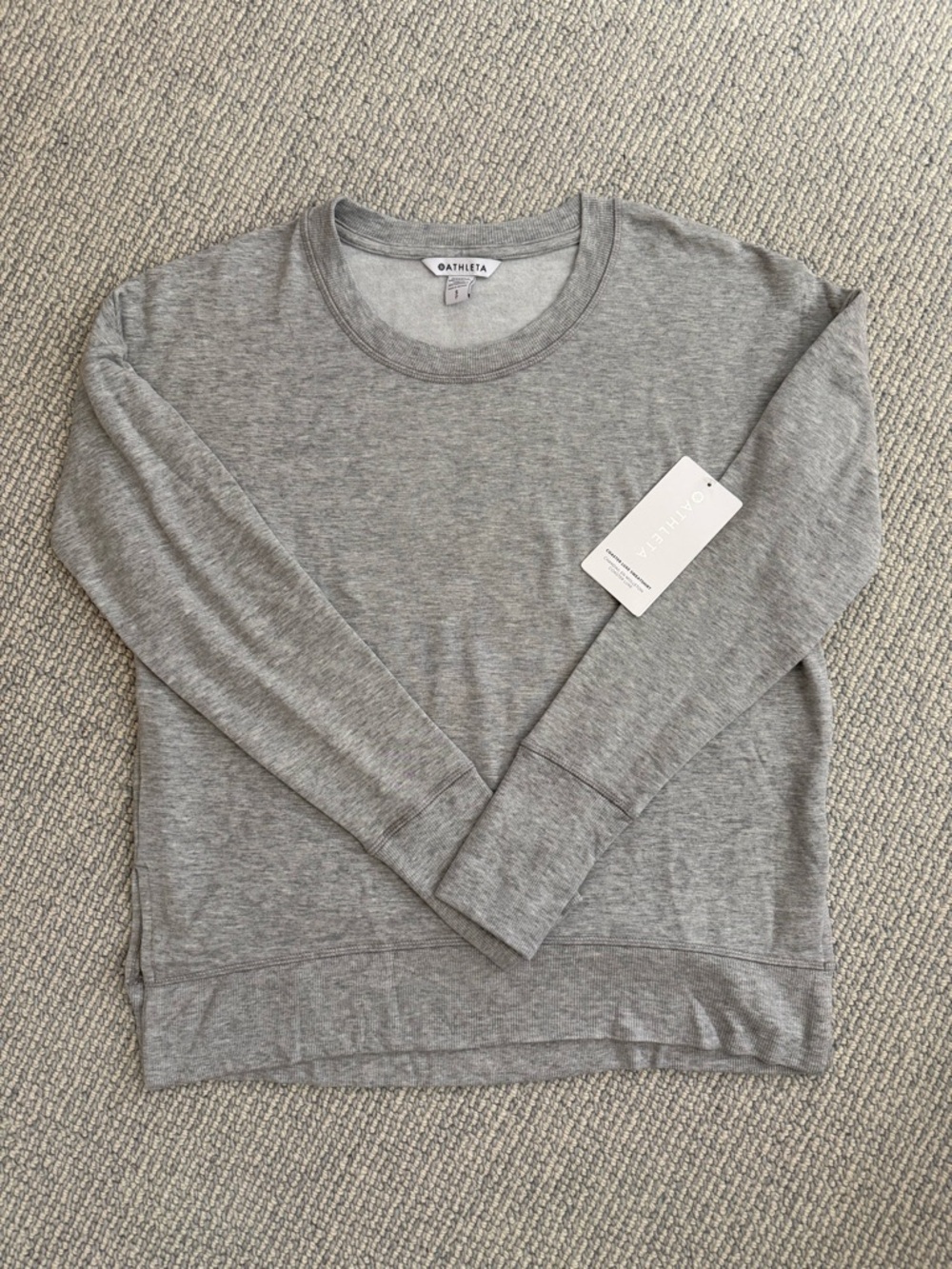 NEW!  Athleta Light Heather Crewneck Sweatshirt in Gray - Small